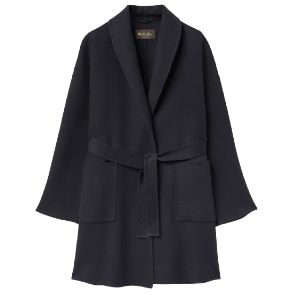 Loro Piana Luxe Blauwe Cashmere Jas met Zakken Blue Dames