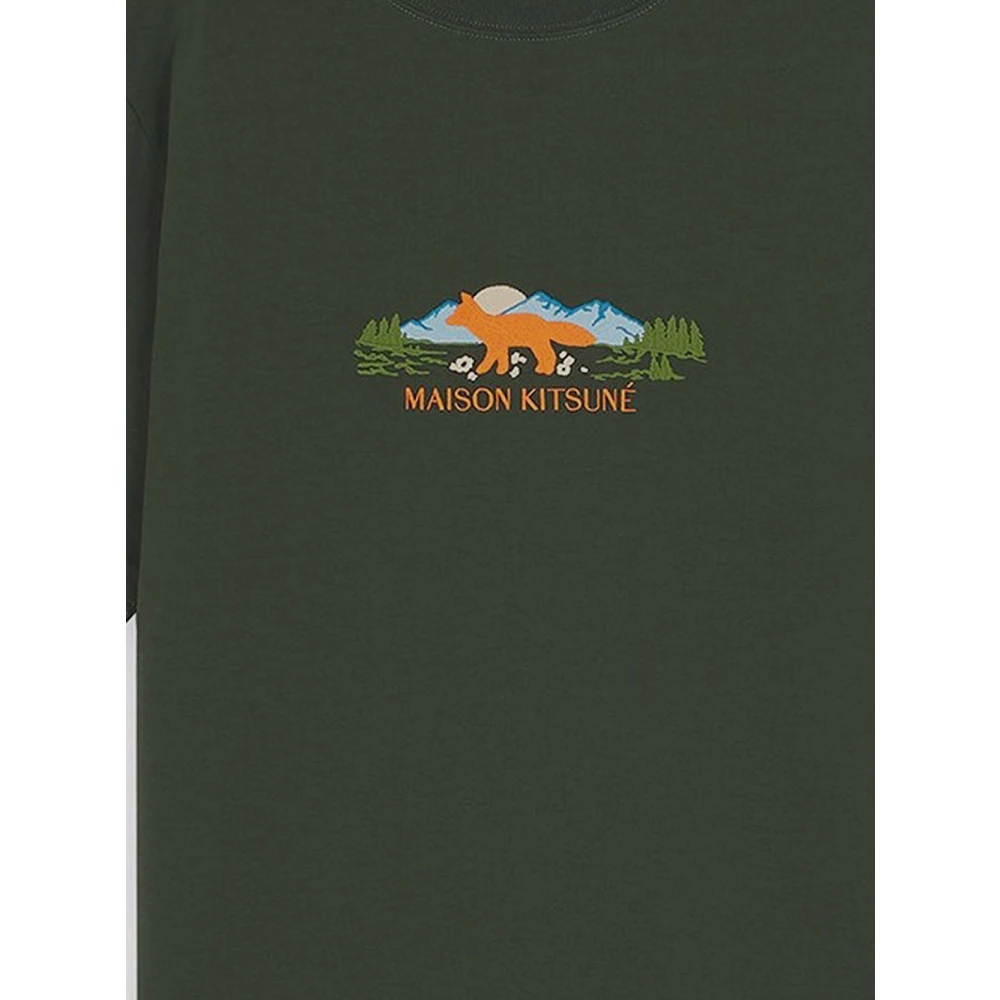 Maison Kitsuné Katoenen Logo T-shirt Green Heren
