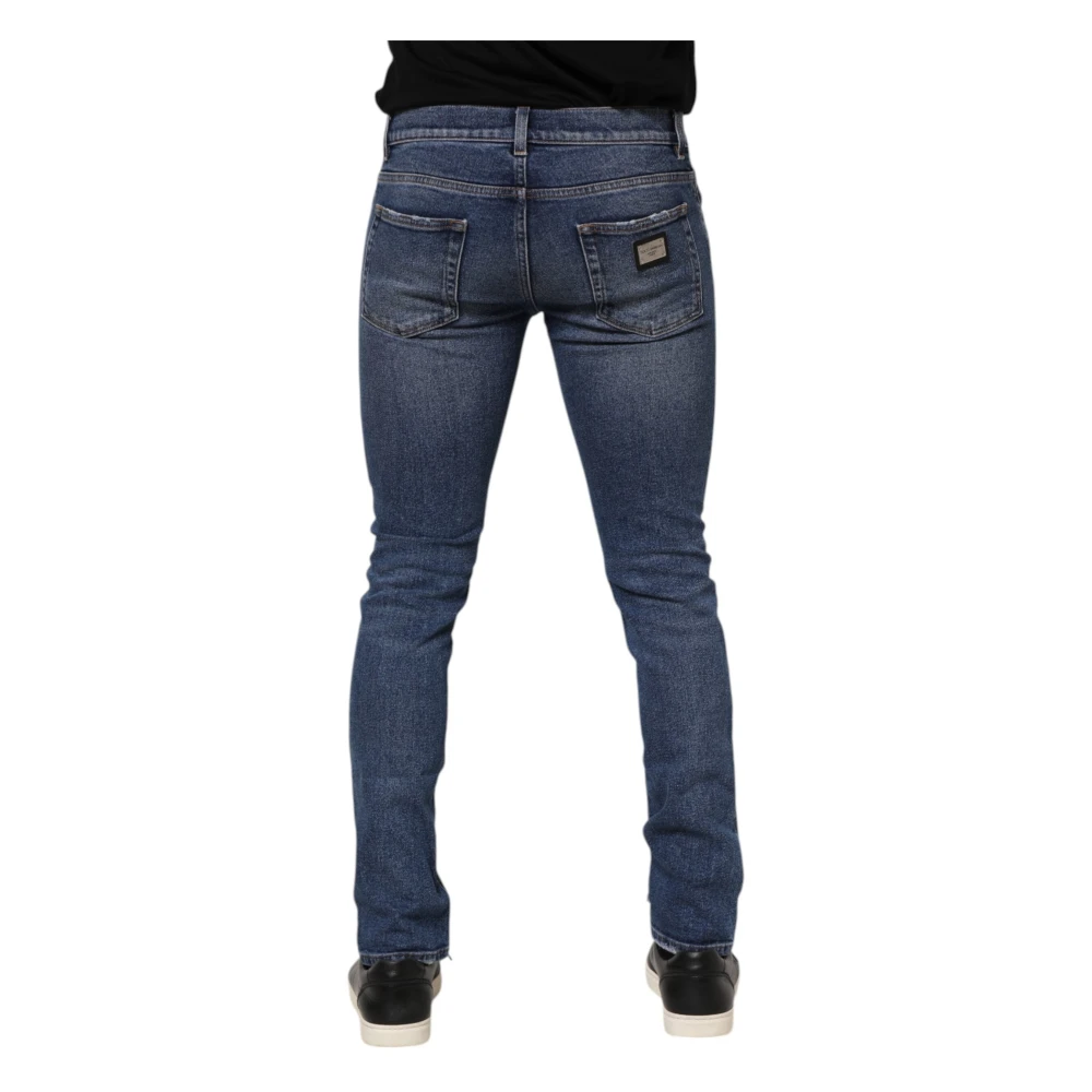 Dolce & Gabbana , Skinny Fit Jeans, Male, Blue, S, Light Blue Skinny Tattered Denim Jeans - Image 2
