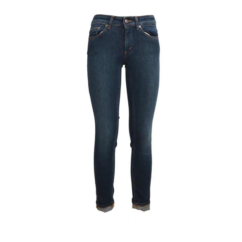 Dondup Skinny Fit Katoenen Jeans Enkel Lengte Blue Dames