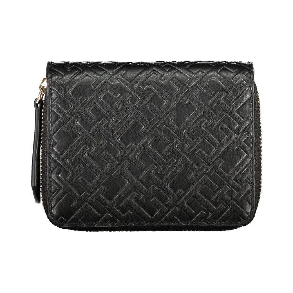 Tommy Hilfiger Zwarte Portemonnee met Rits en Logo Black Dames