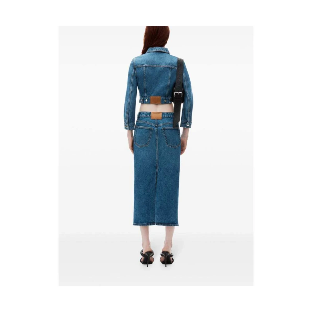 alexander wang Blauwe Denim Rok met Logopatch Blue Dames