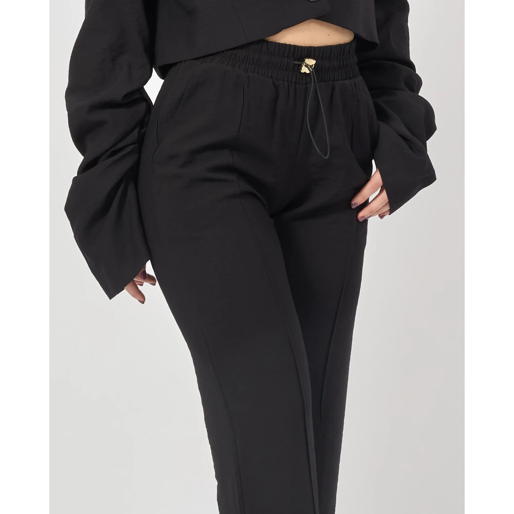 Gaëlle Paris Zwarte broek met elastische taille Black Dames