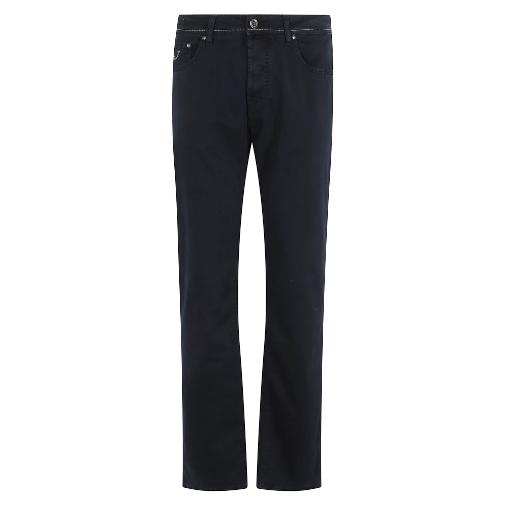 Jacob Cohën Mannelijk Blauw Slim Fit Bard Patroon Navy Broek