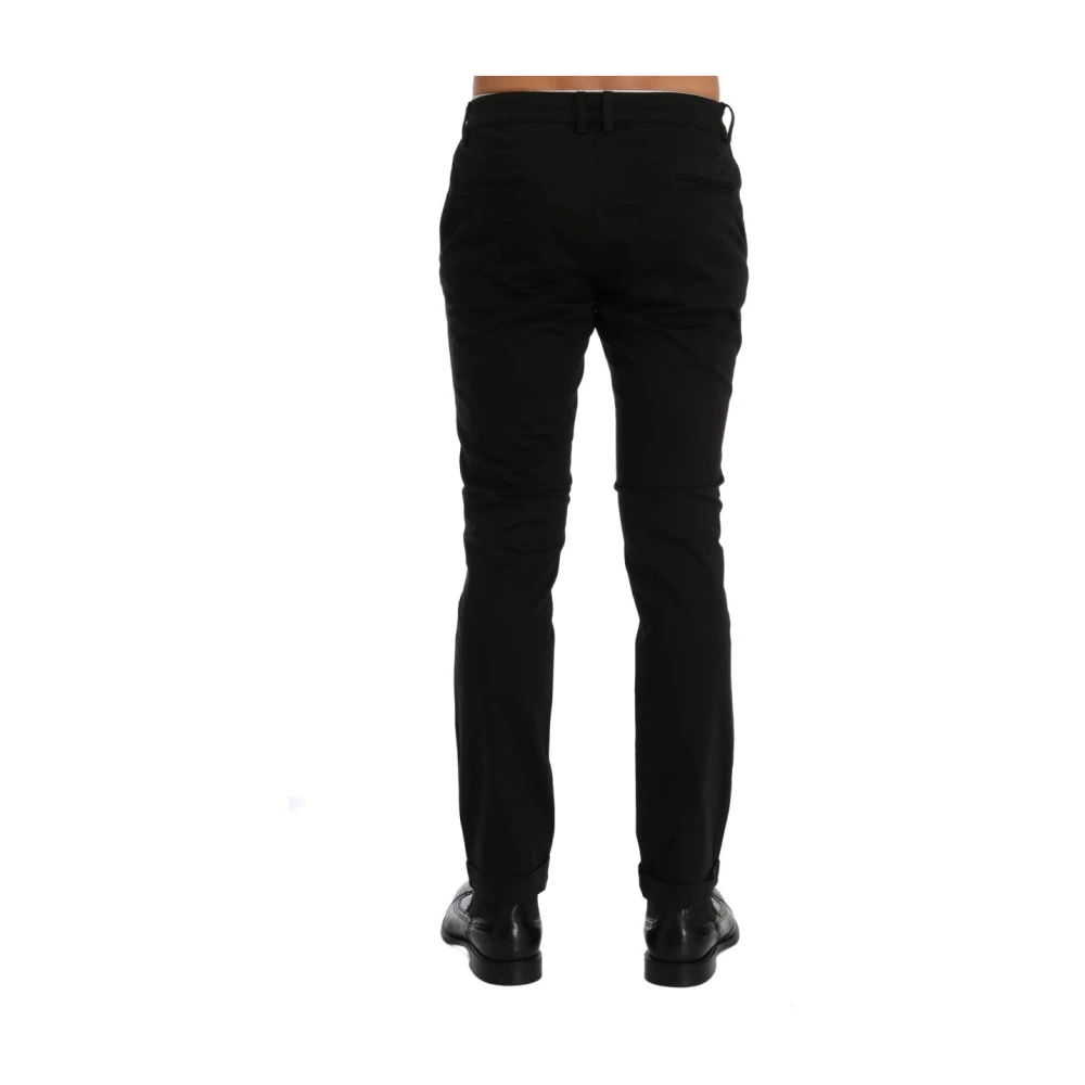 Costume National Chique Zwarte Slim Fit Katoen Stretch Broek Black Heren