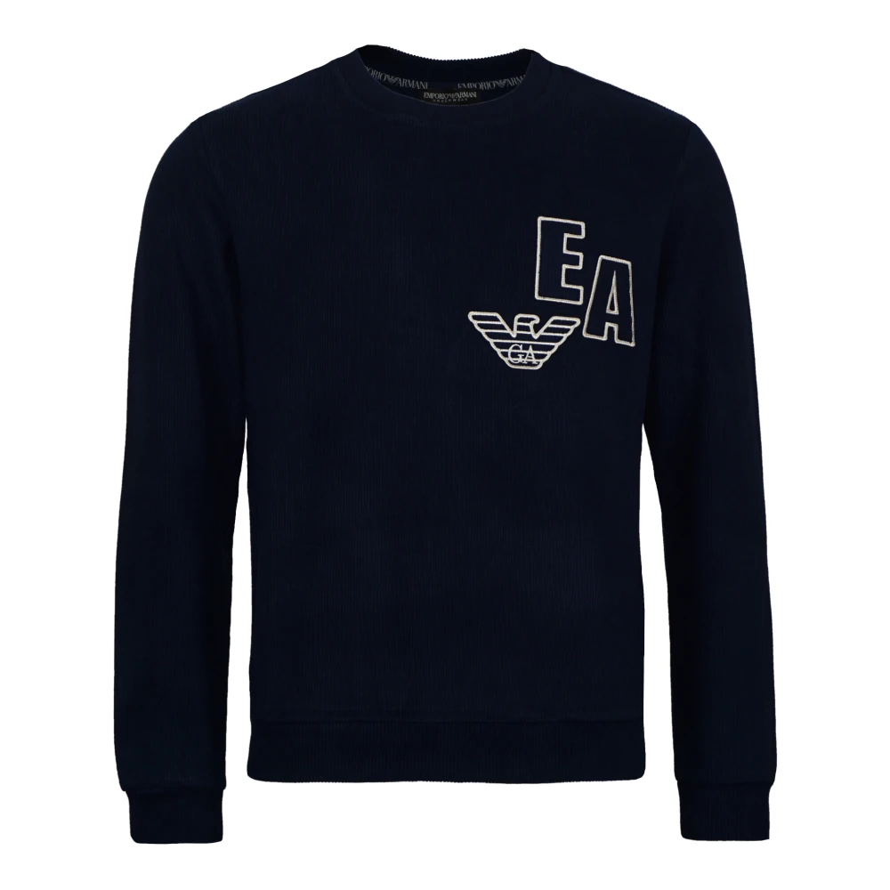 Emporio Armani Logo Sweater Pullover Casual Style Blue Heren