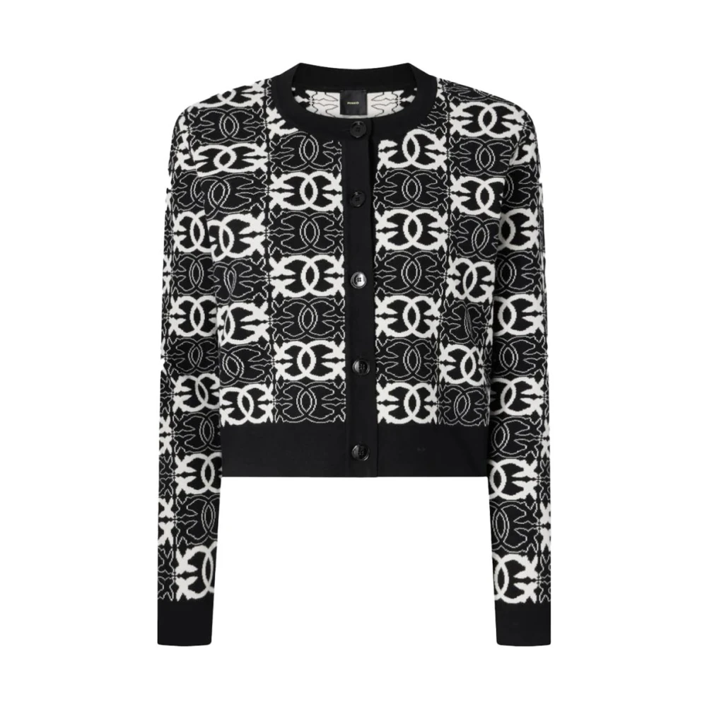 Pinko Vrouw Zwart Truien & Vesten Dames, L, Leer, Found Someone Cardigan