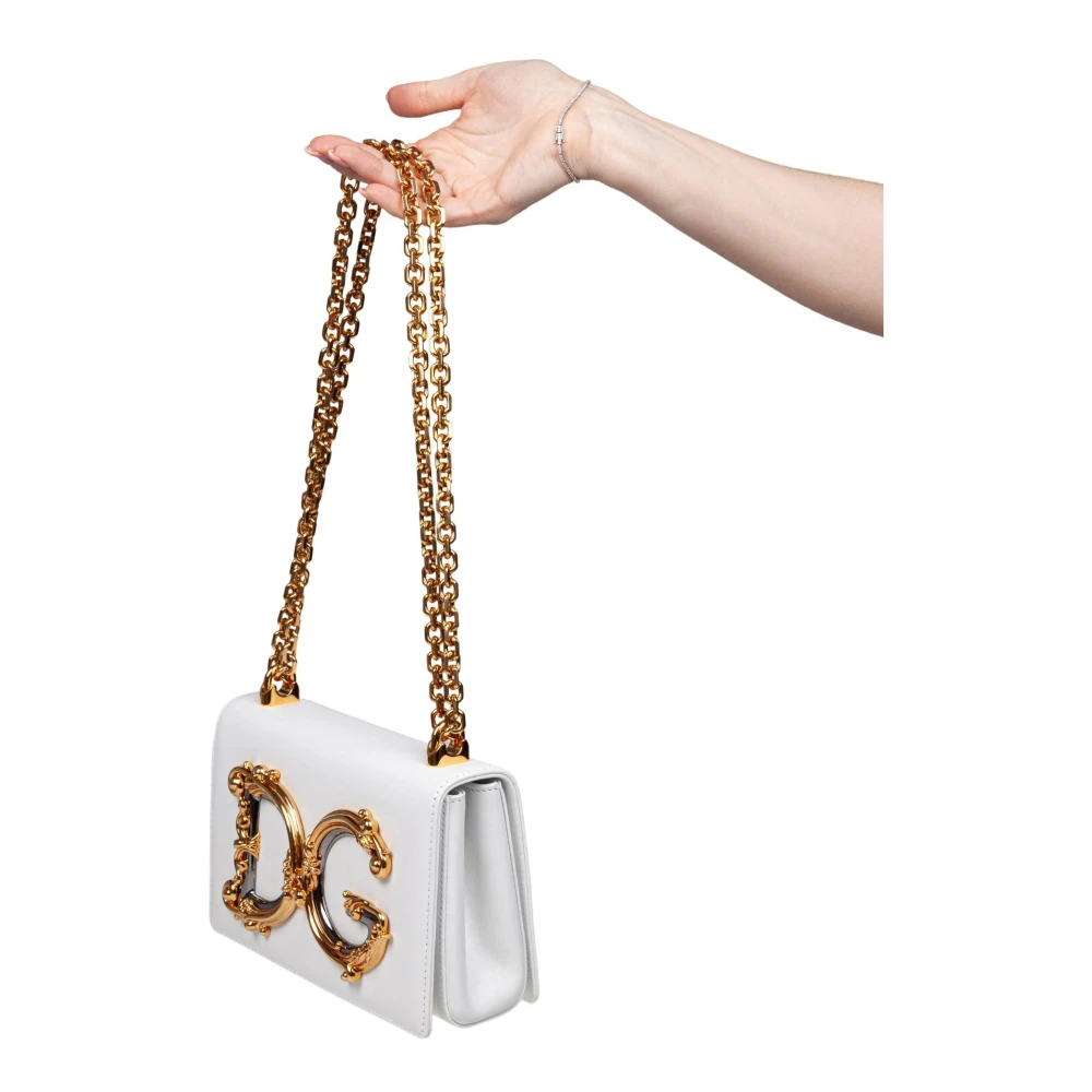 Dolce & Gabbana Barokstijl Wit Nappa Leren Schoudertas White Dames