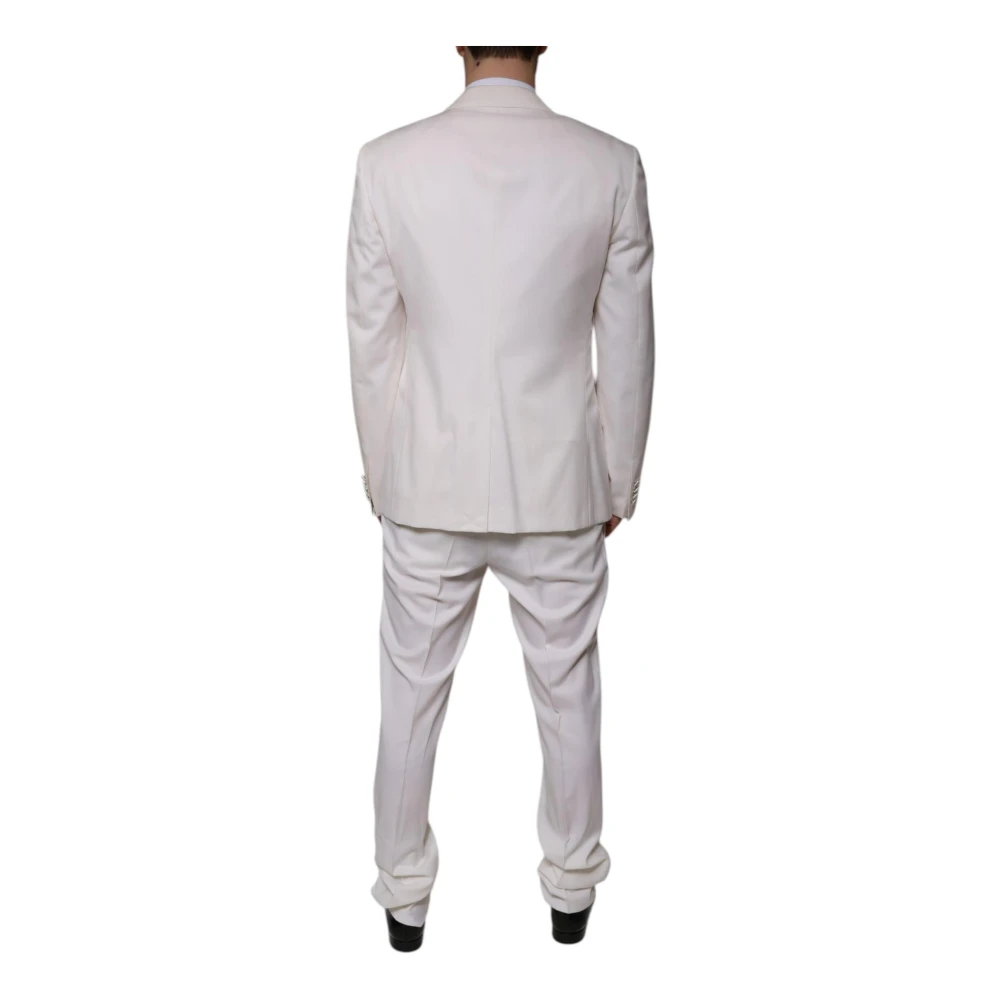 Dolce & Gabbana Witte Wol Zijden 3-Delig Pak White Heren