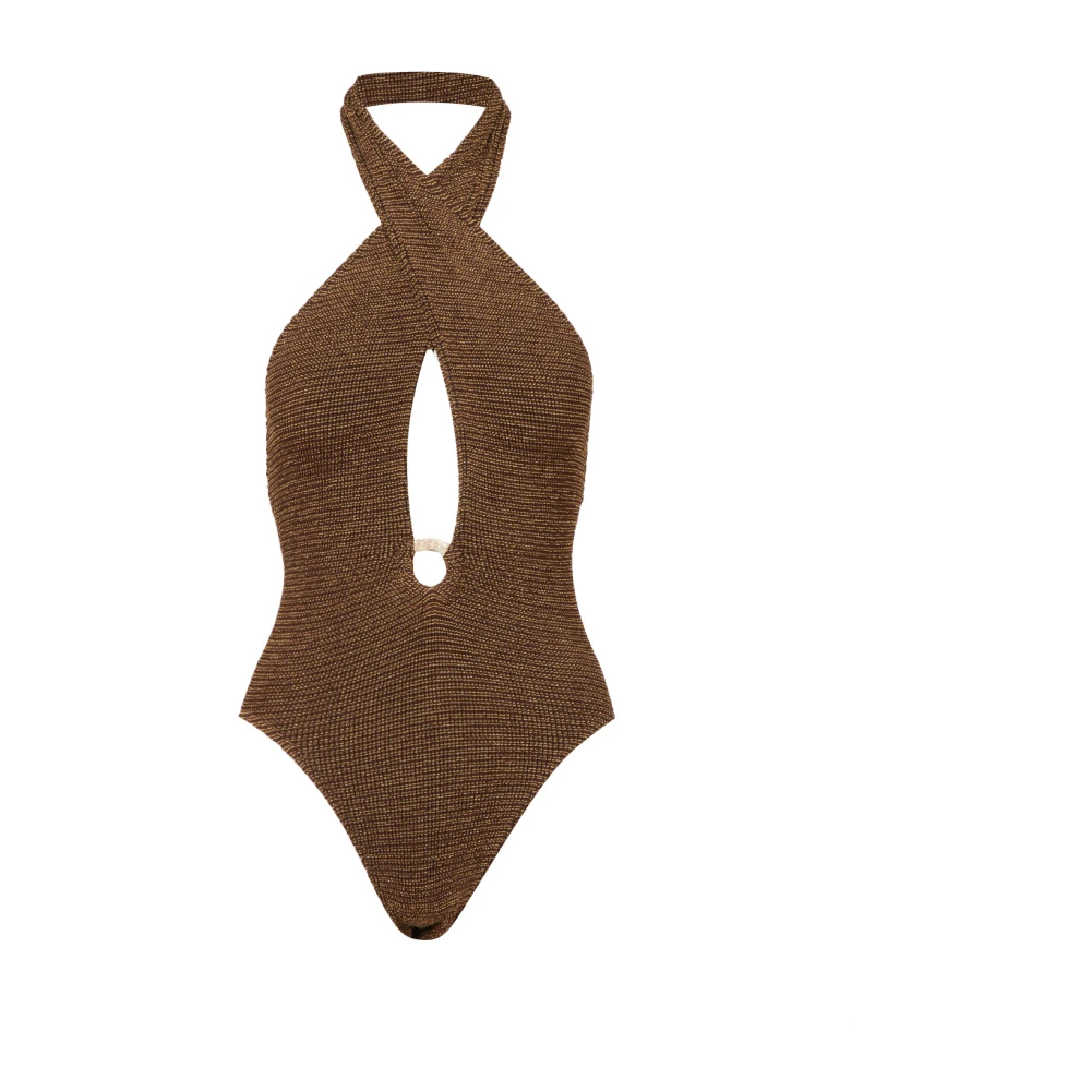 Bond-Eye Bruin Zeekleding Lurex Braziliaanse Slipjes Brown Dames