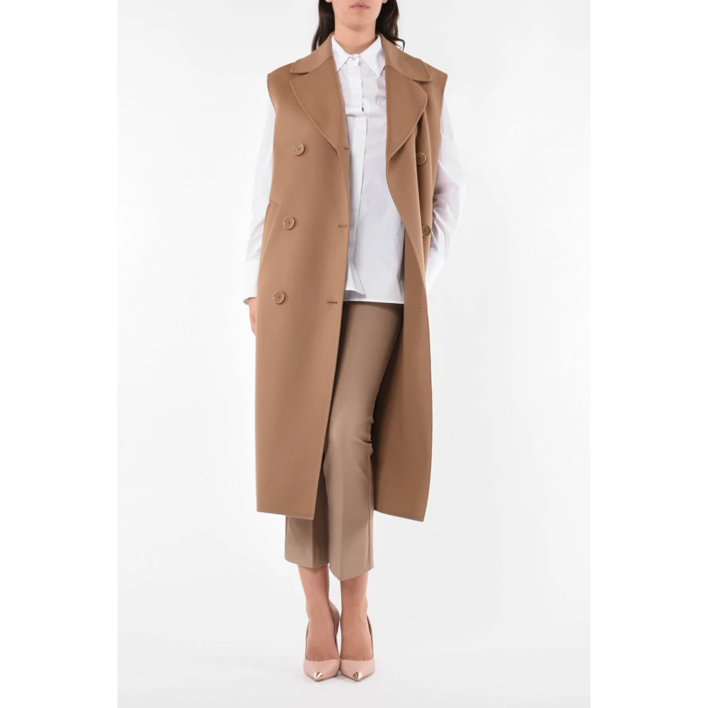 Max Mara Tijdloos wollen dubbelbreasted vest Brown Dames