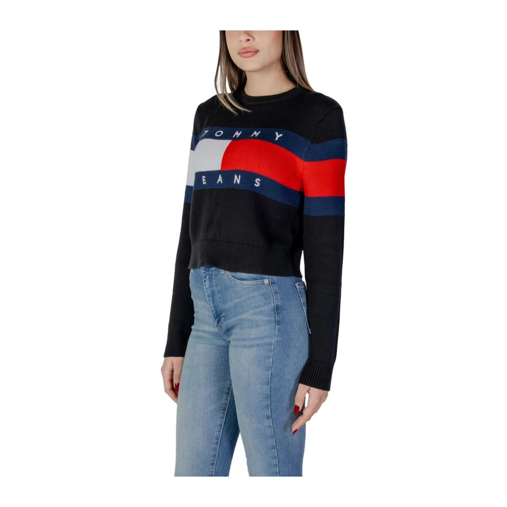 Tommy Jeans Zwarte Geregenereerde Katoenen Sweatshirt Black Dames