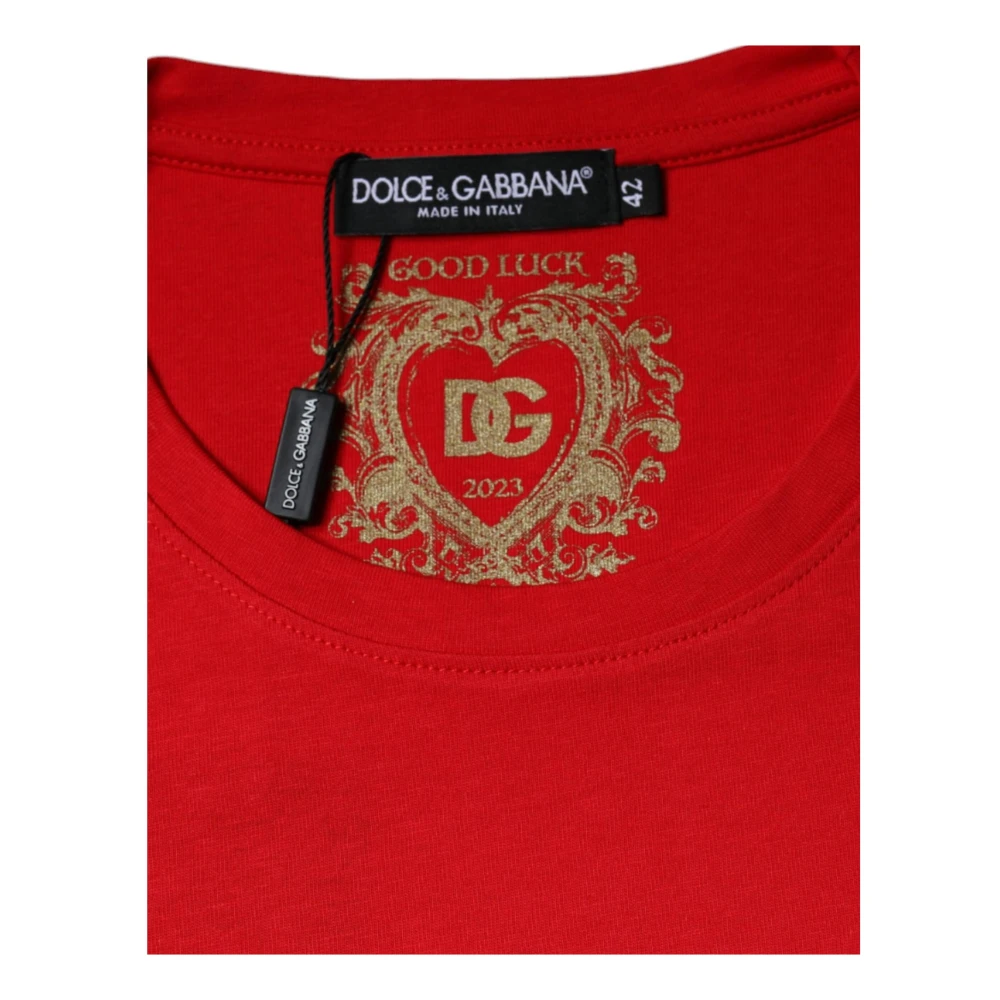 Dolce & Gabbana Rode Katoenen Logo T-shirt voor Vrouwen Red Dames
