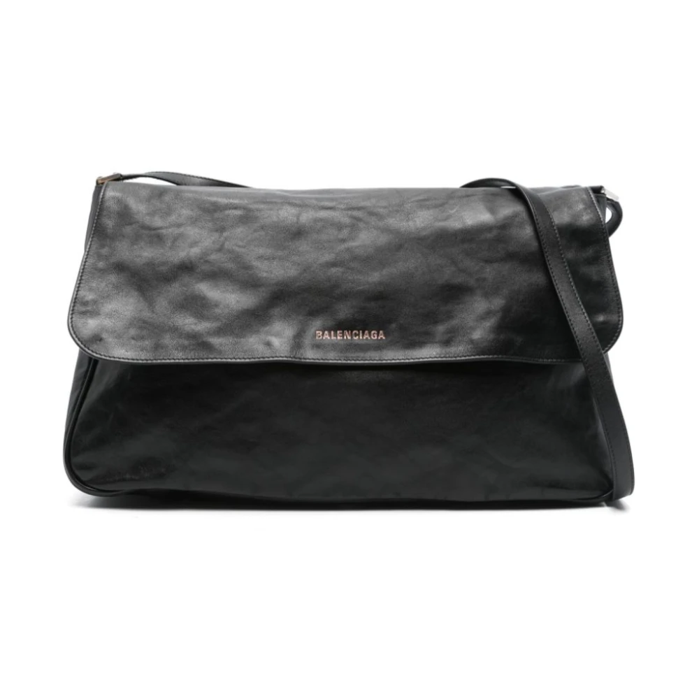 Balenciaga Zwarte Messenger Tas met Antiek Zilveren Hardware Black Heren