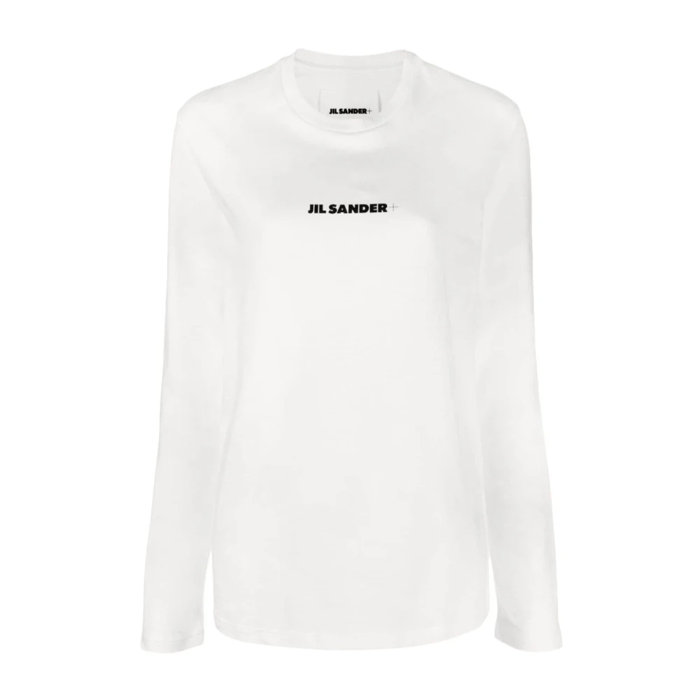 Jil Sander Logo Print Katoenen T-shirts en Polos White Dames