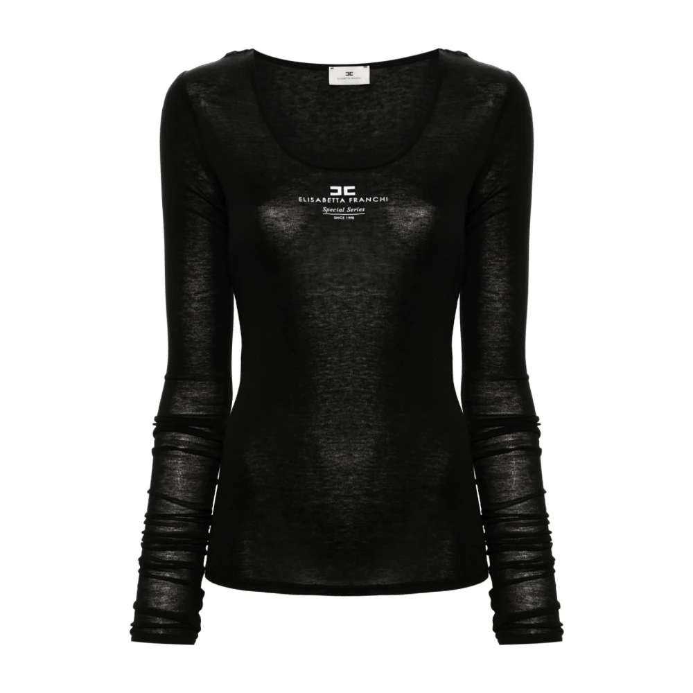 Elisabetta Franchi Zwarte Jersey Trui Black Dames