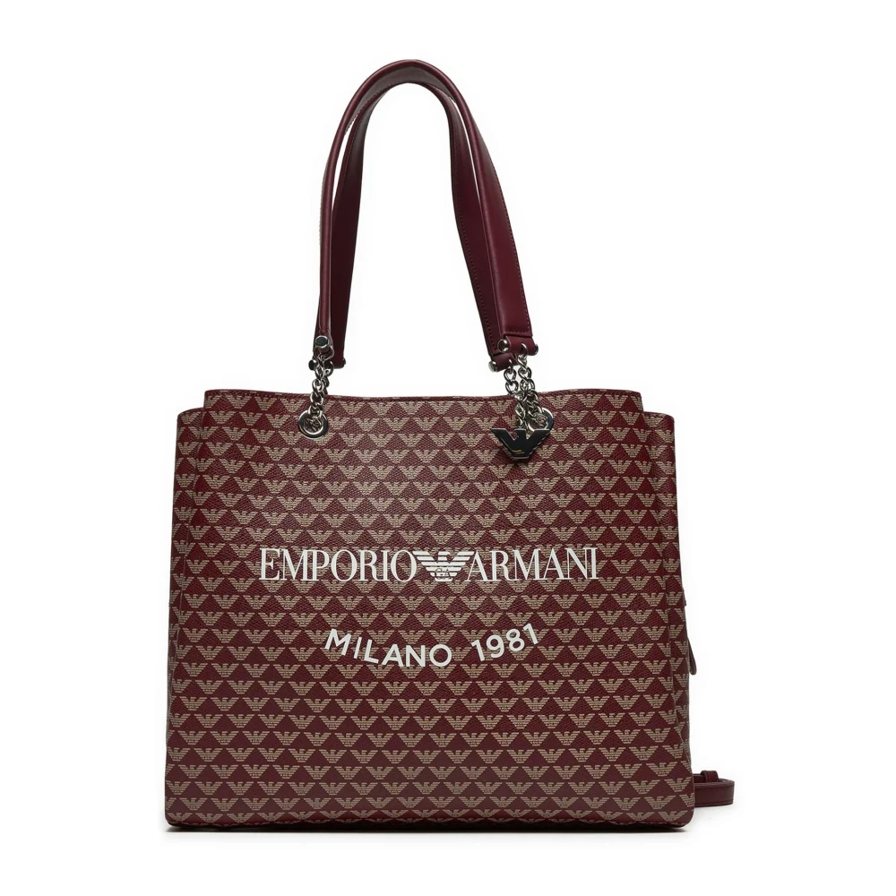 Emporio Armani Logo Print Afneembare Band Schoudertas Brown Dames