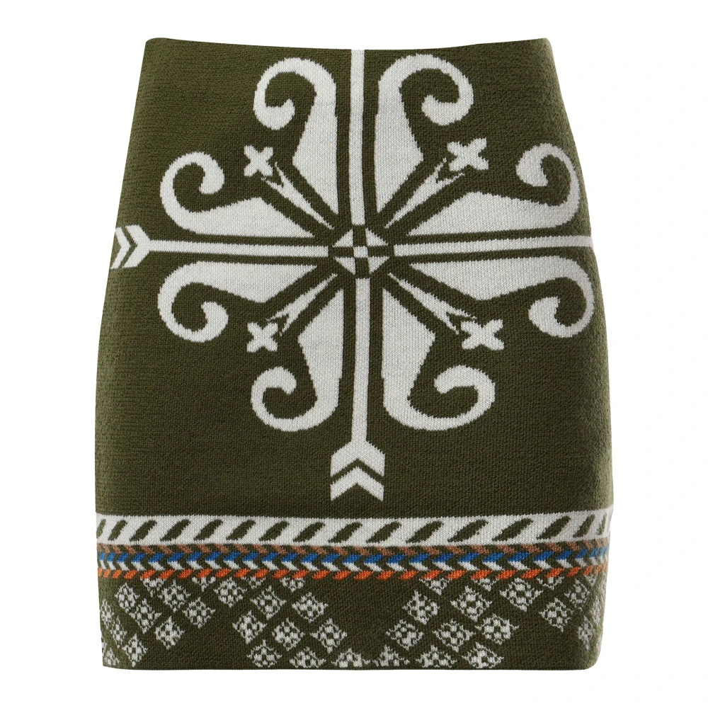 Akep Geometrische Print Mini Rok van Katoen Green Dames