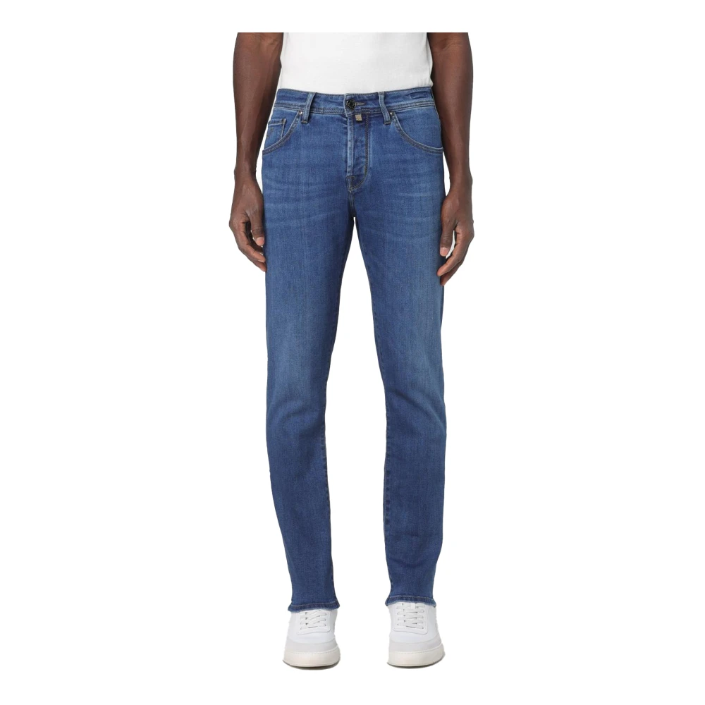 Jacob Cohën Blauwe Slim Cropped Carrot Broek Blue Heren