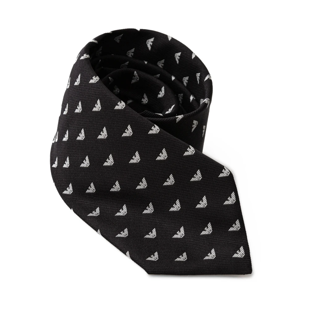 Emporio Armani Zwarte zijden stropdas Black Heren