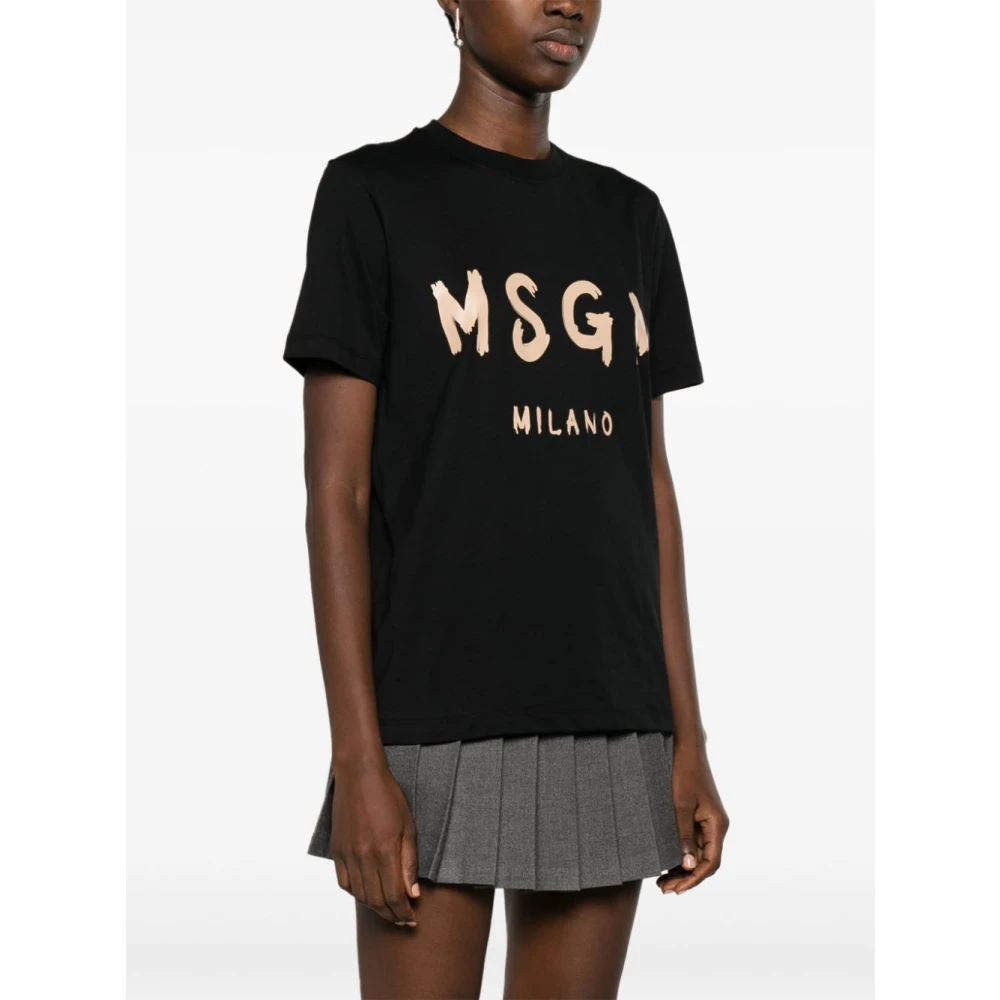 Msgm Zwart Katoenen T-Shirt Black Dames