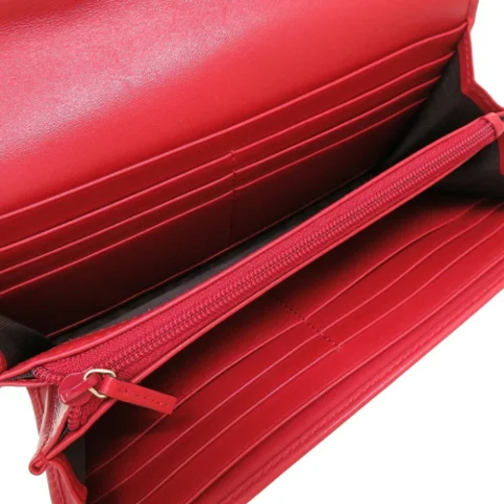 Gucci Vintage Tweedehands rode Gucci leren portemonnee Red Dames