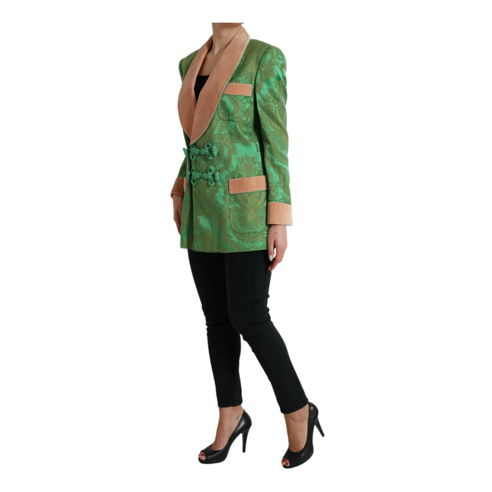 Dolce & Gabbana Bloemen dubbelrijige jas Green Dames