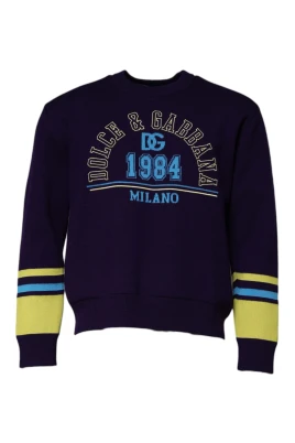 Blå Milano Crewneck Sweatshirt med Logo Detaljer