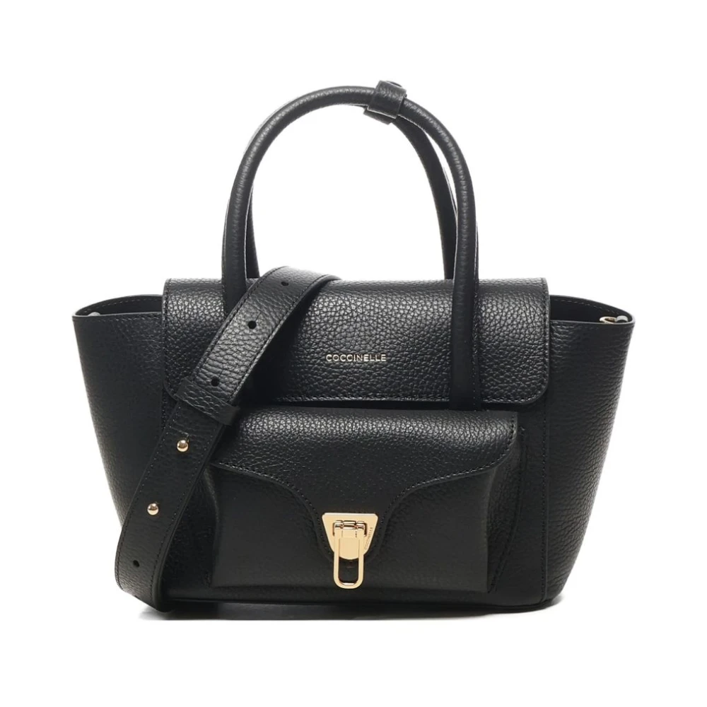 Coccinelle Black Handbags, Female, One Size, Elegant Leather Shopper Bag