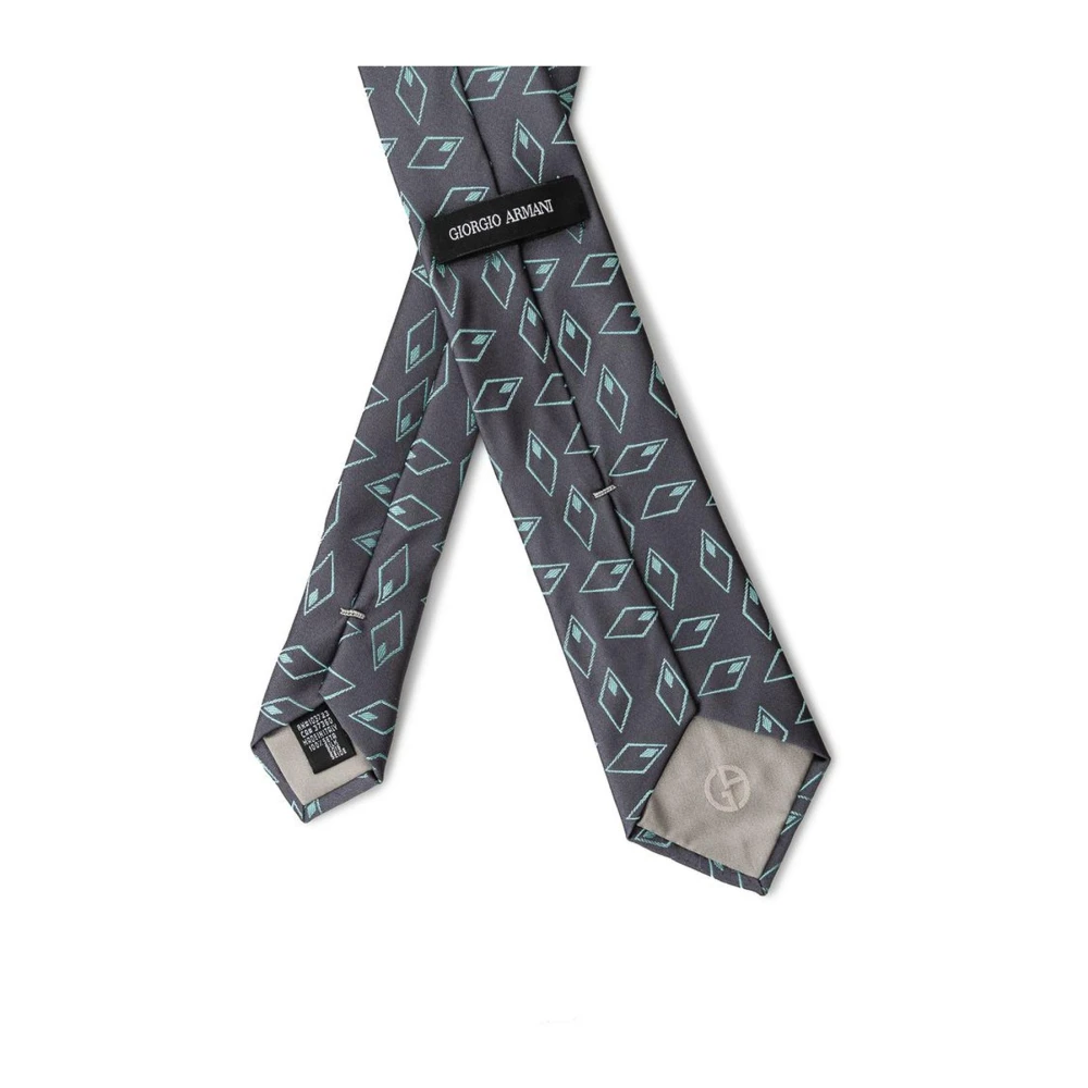 Giorgio Armani Geometrische Zijden Stropdas Multicolor Patroon Gray Heren