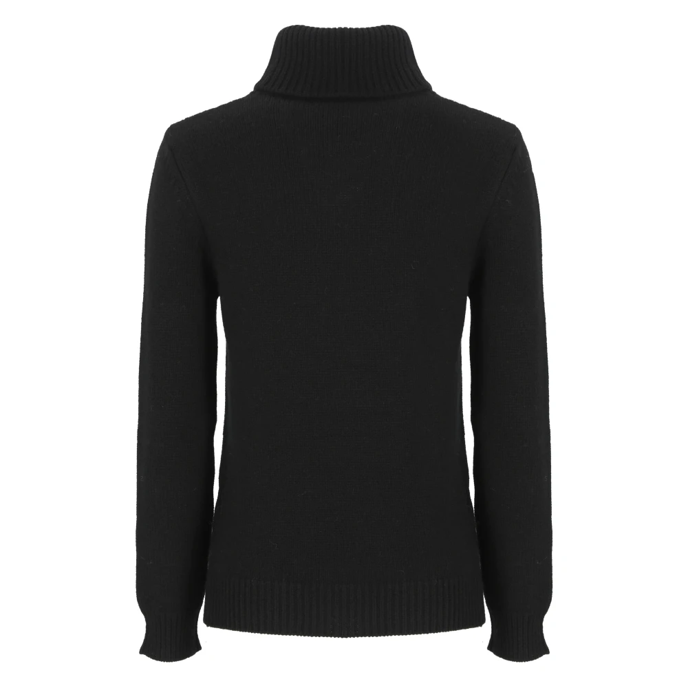 Kangra Zwarte Kasjmier Wol Hoge Hals Trui Black Dames