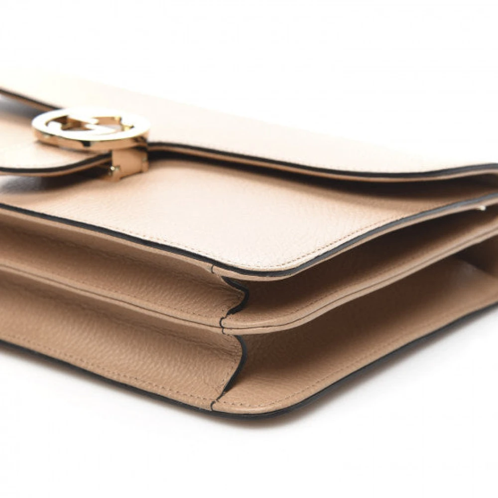 Gucci Camelia Leren Handtas met Kettingriem Beige Dames