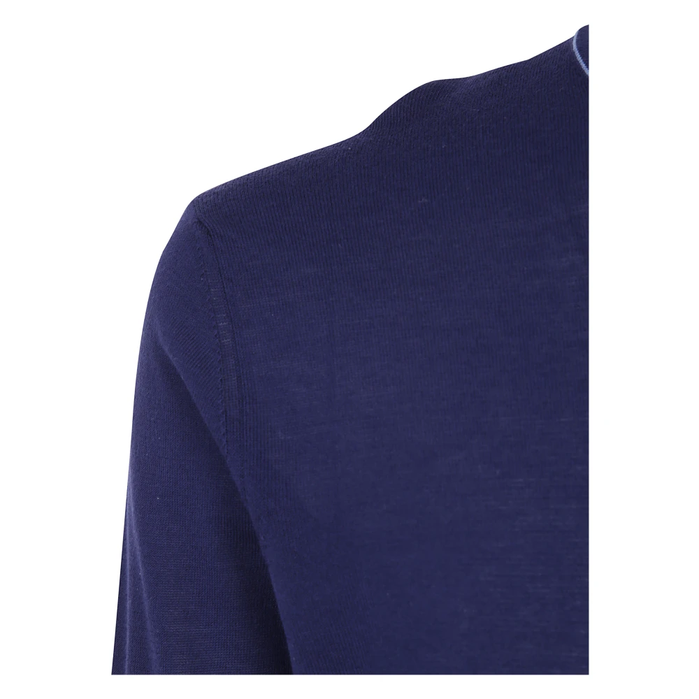 Moorer Ronde Hals Wollen Jas Blue Heren