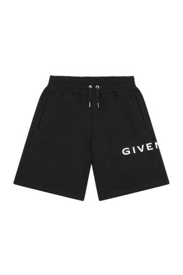 black-logo-print-fleece-shorts