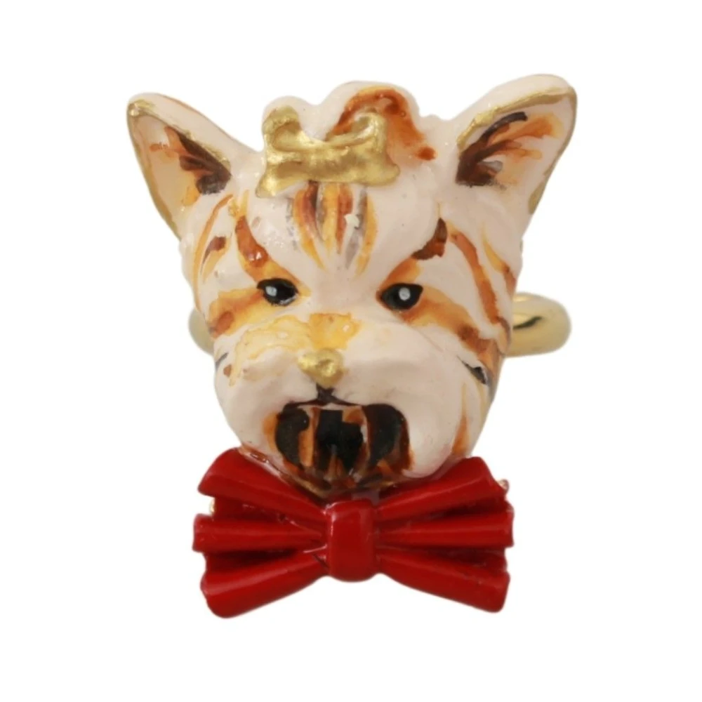 Dolce & Gabbana Gold-Tone Dog Head Statement Ring - Female - Rings - Yellow - One Size - Accessories