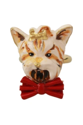 Guldton Hundhuvud Statement Ring
