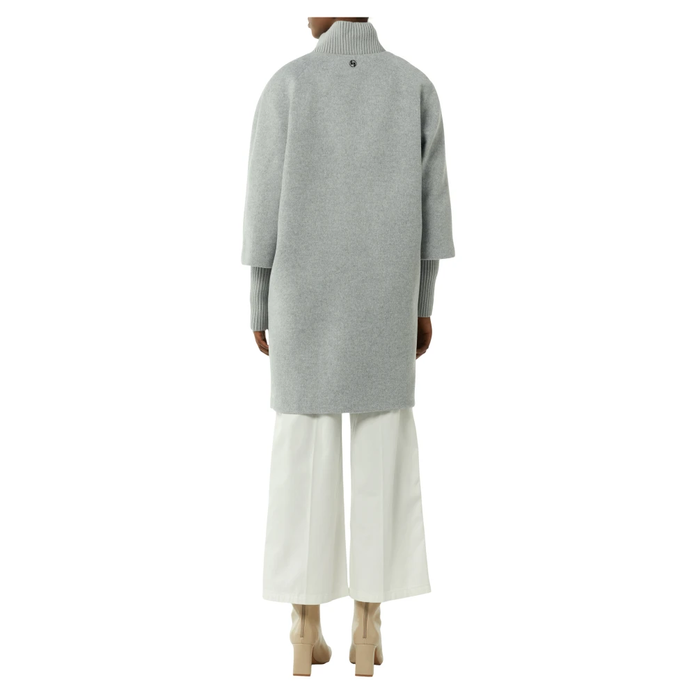 comma Gebreide Kraag Wollen Cape Jas Gray Dames