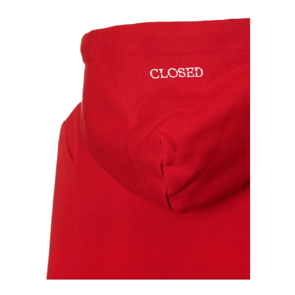 closed Zachte Fleece Cropped Hoodie Red Dames