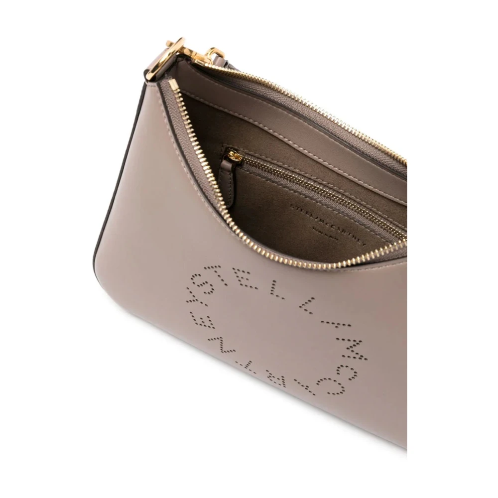 Stella Mccartney Geperforeerde Logo Schoudertas Beige Dames