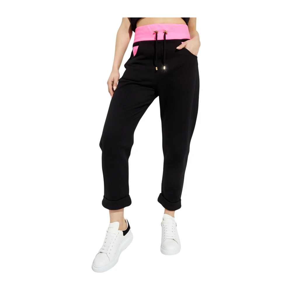 Balmain Zwarte sweatpants met roze accenten Black Dames