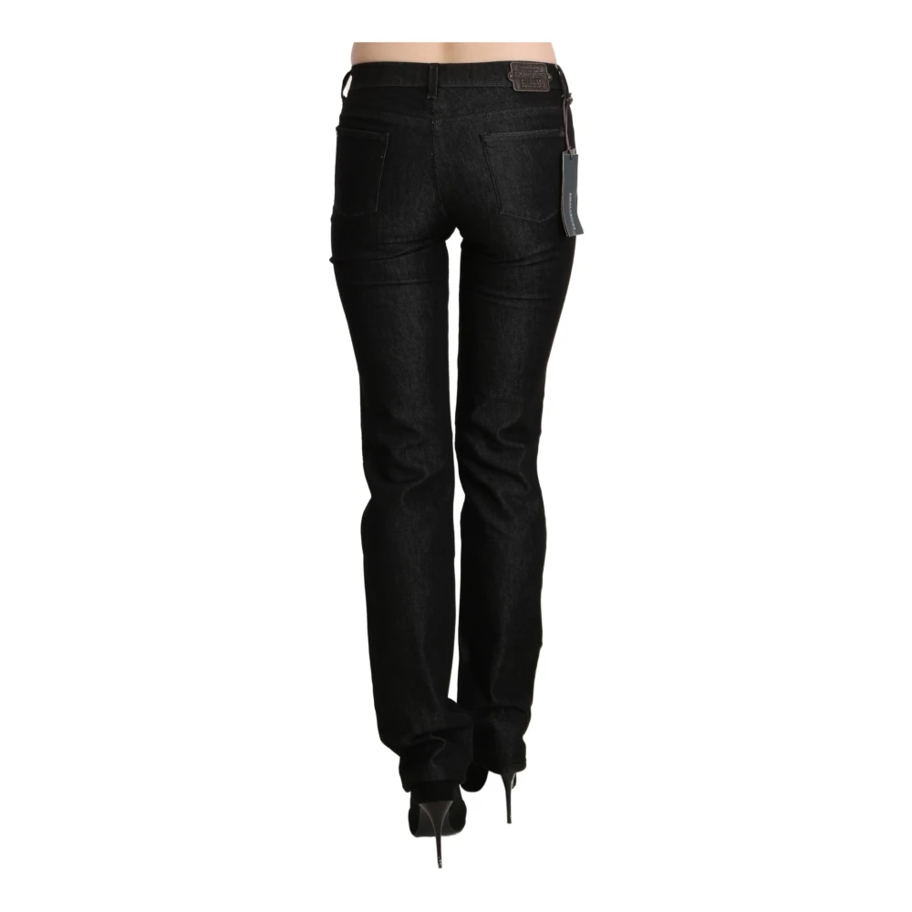 Ermanno Scervino Zwarte Skinny Denim Broek Rits Sluiting Black Dames
