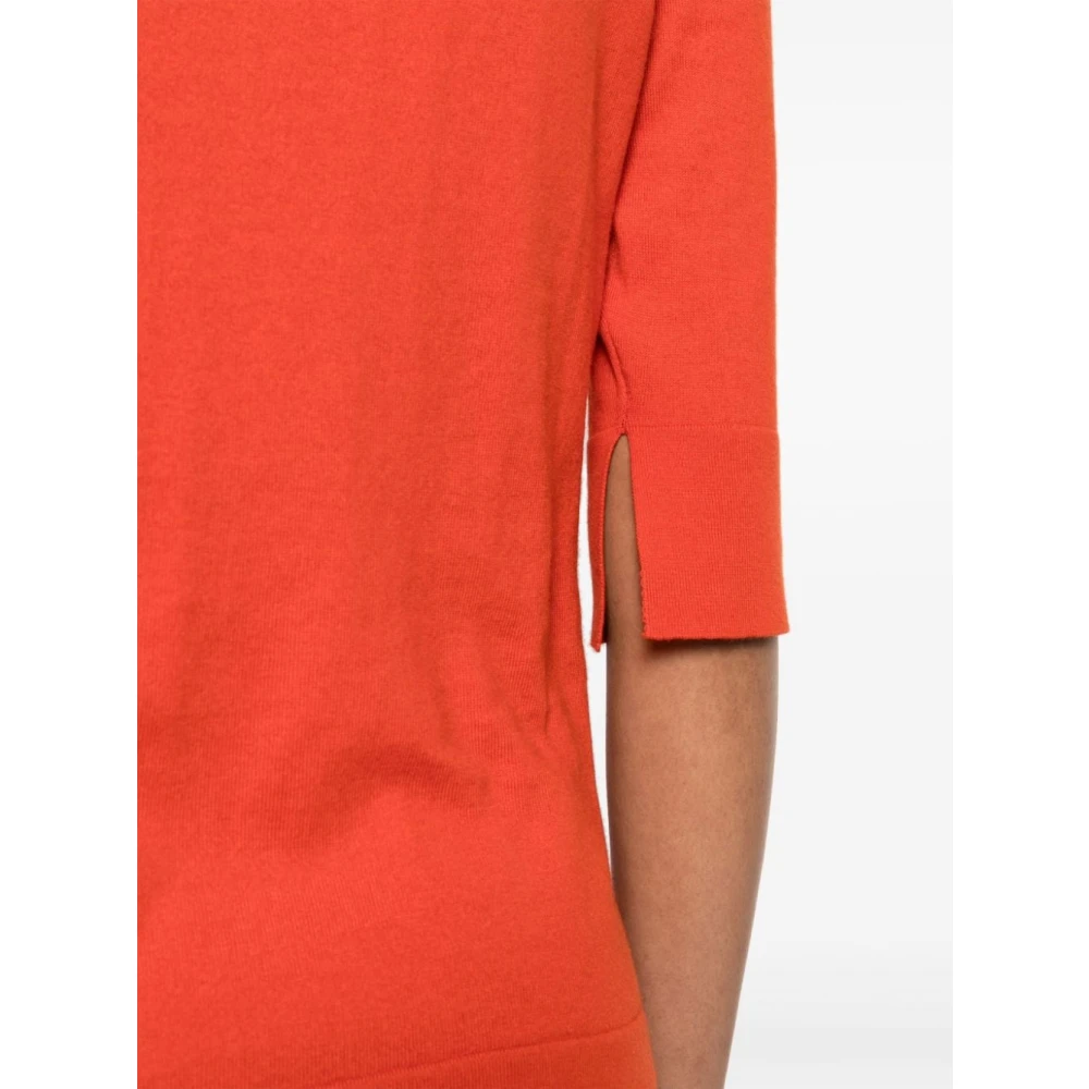 allude Rode Katoenen Crew Neck Sweater Red Dames