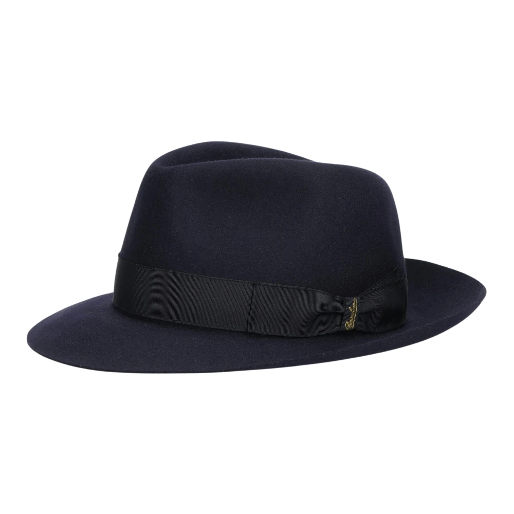 Borsalino Lichtgewicht vilten hoed met grosgrain lint Blue Heren