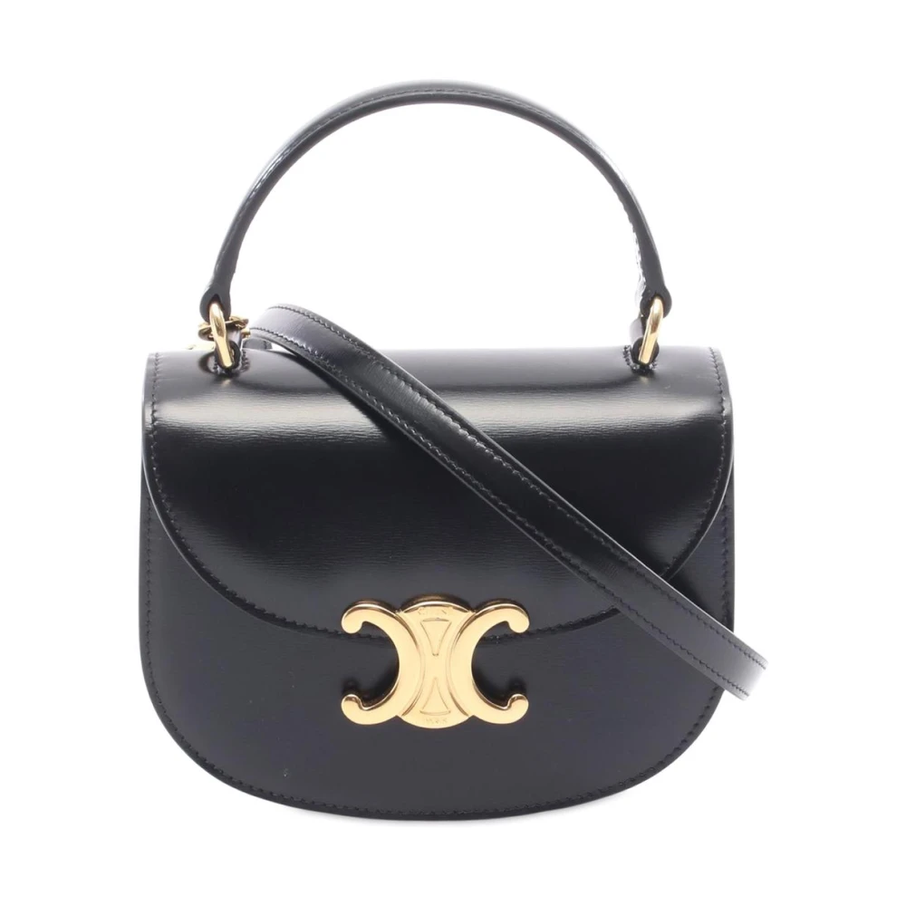 Celine Vintage Women's Black Pre-Owned Triomphe Satchel Bag