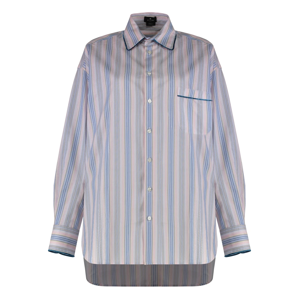 Etro Women's Multicolor Shirts, M, Striped Poplin Shirt