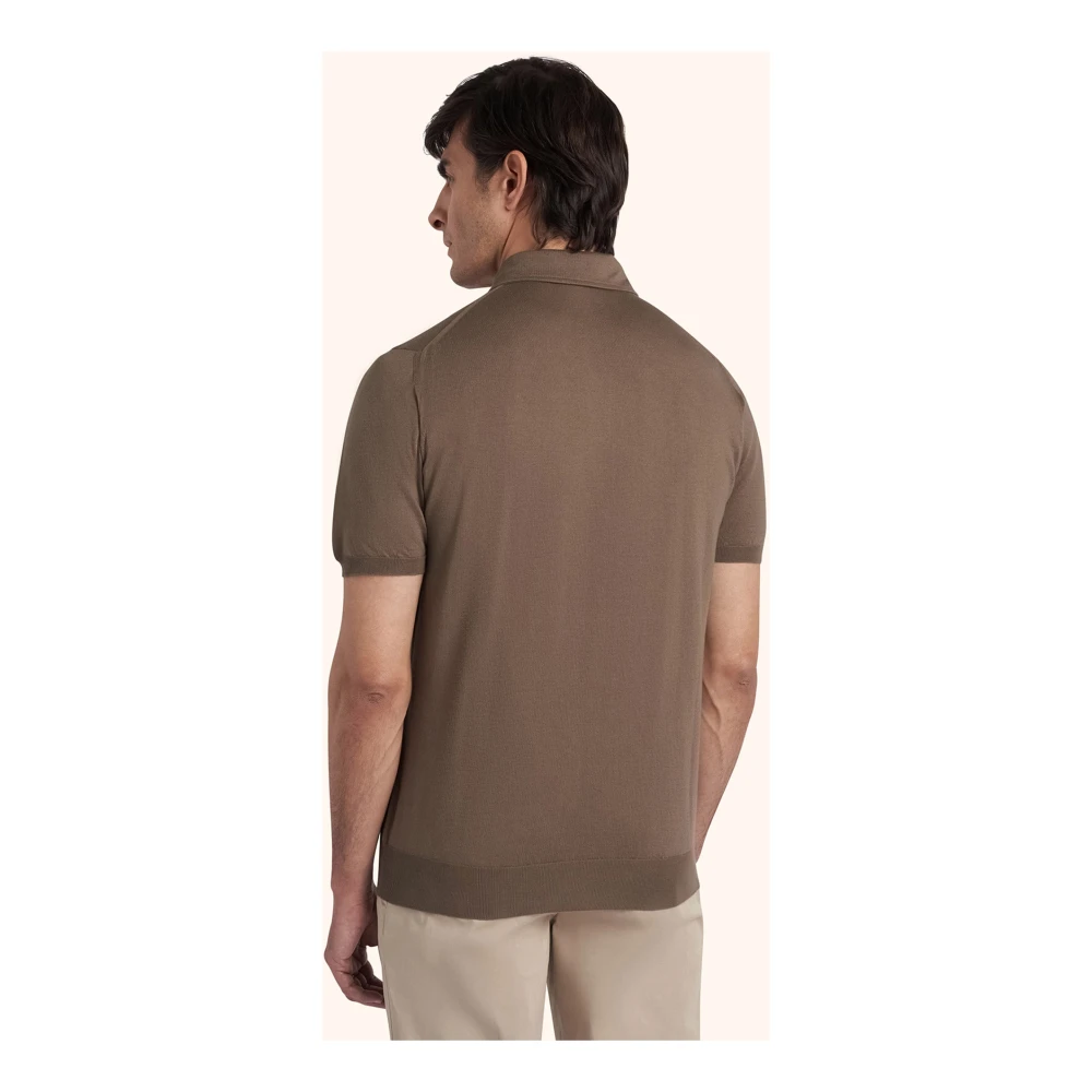 Kiton Zachte Katoenen Poloshirt Brown Heren