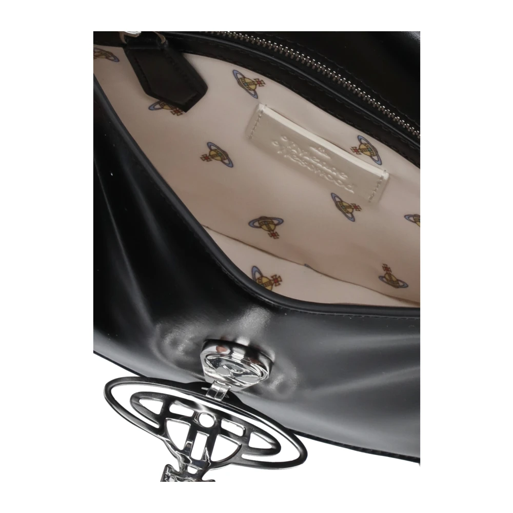 Vivienne Westwood Zwarte Leren Schoudertas Black Dames