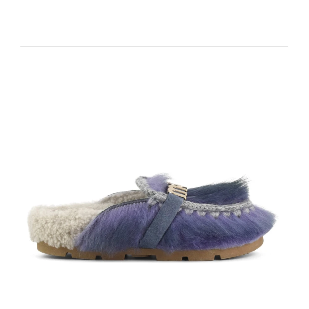 Mou Winter langharige ponyskin slide Purple Dames