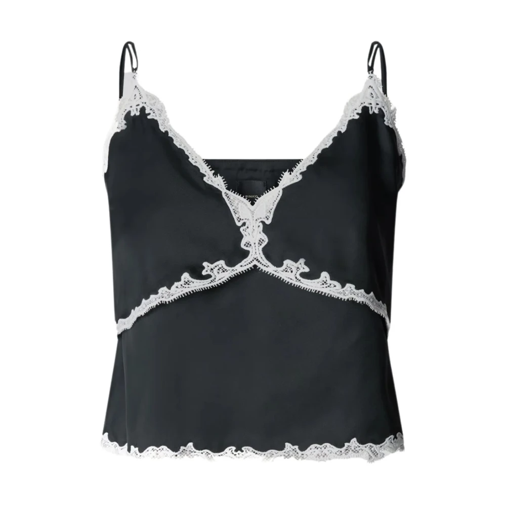 Pinko Women's Black Sleeveless Tops, Xs, Canazei Top Twill Fluido