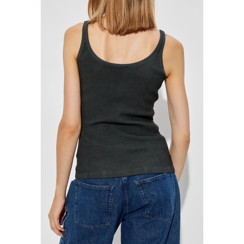Off White Geribbelde top met logo Black Dames